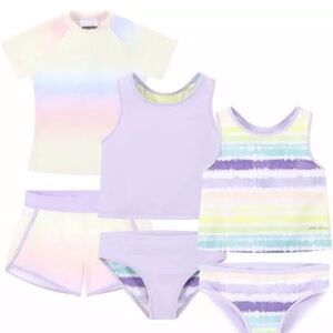 New Girl's Eddie Bauer Youth Reversible 4 piece Swim Set, pastels, MEDIUM 10-12